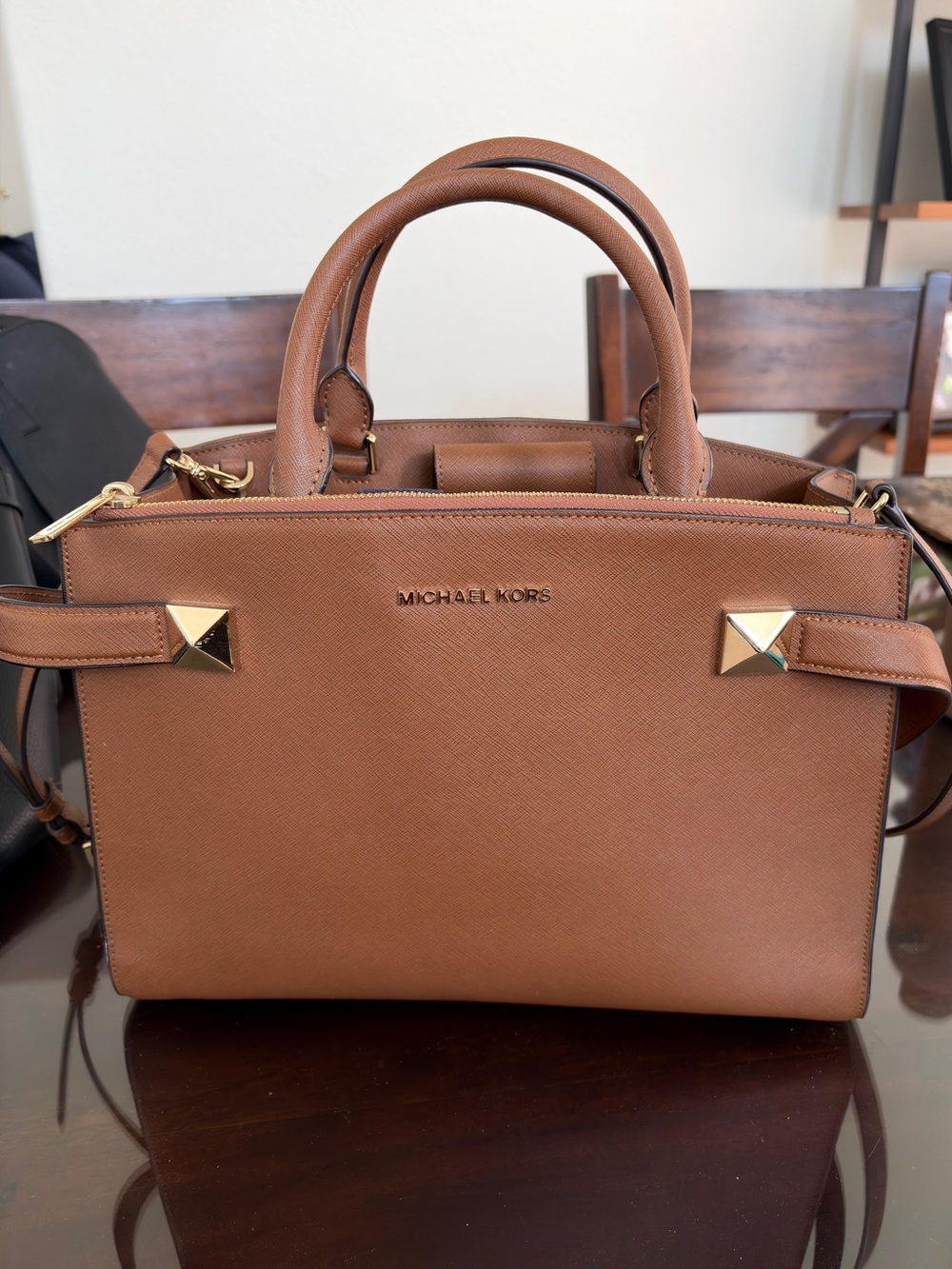 Michael Kors Cognac Saffiano Leather Satchel with Gold Hardware (NO RETURNS)!
